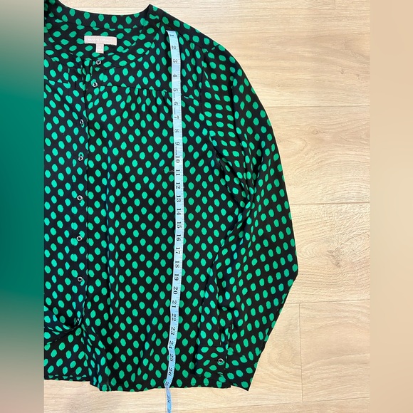Banana Republic Black and Green Polka Dot Long Sleeve Blouse, Women’s XL - Picture 6 of 6